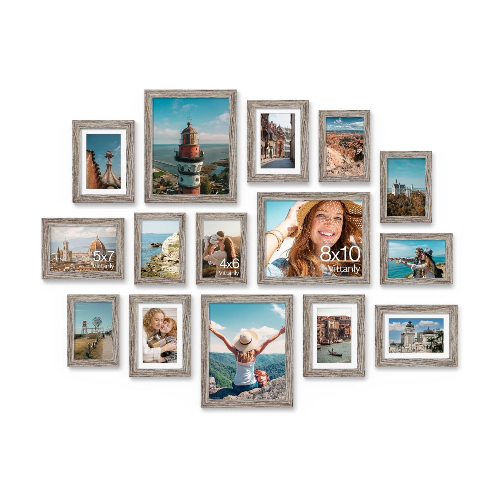 Vittanly 15 Pack Picture Frames Collage Wall Decor, Wall/Tabletop Display