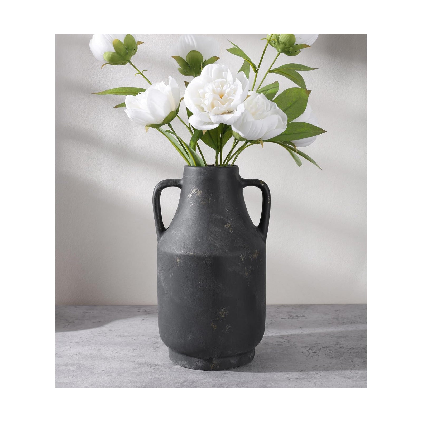 Ceramic Flower Vase / 11inch Black Gold / 11 Inch