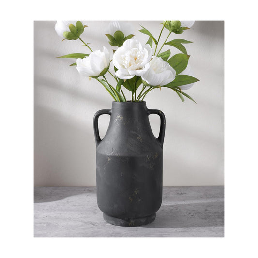 Ceramic Flower Vase / 11inch Black Gold / 11 Inch