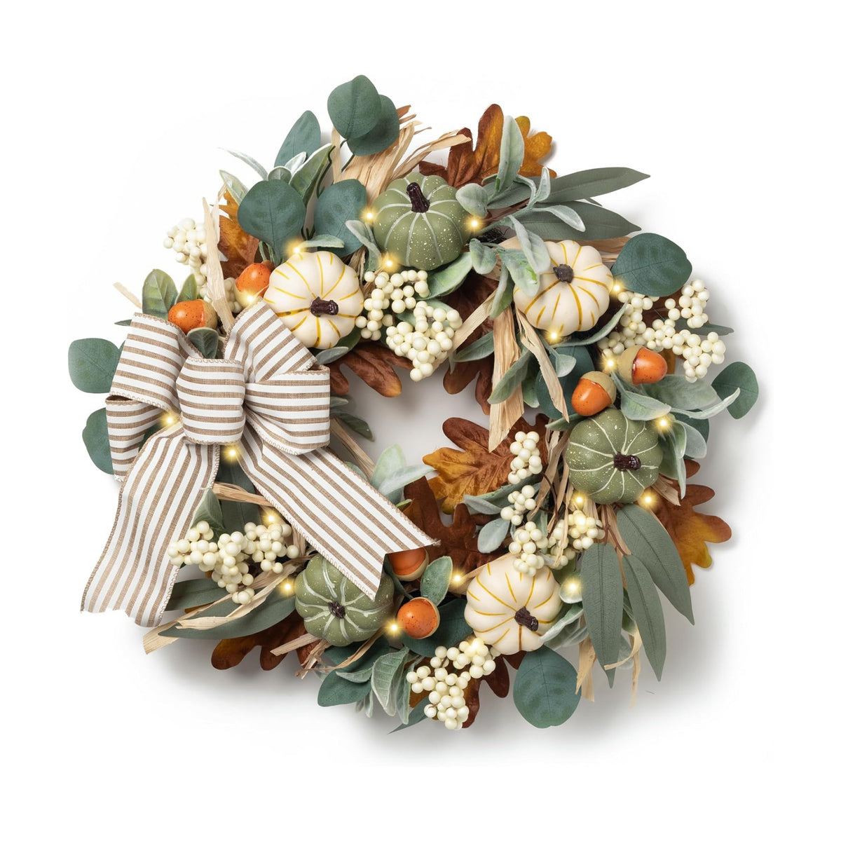 Valery Madelyn 24'' Fall Wreaths for Front Door with LED Lights