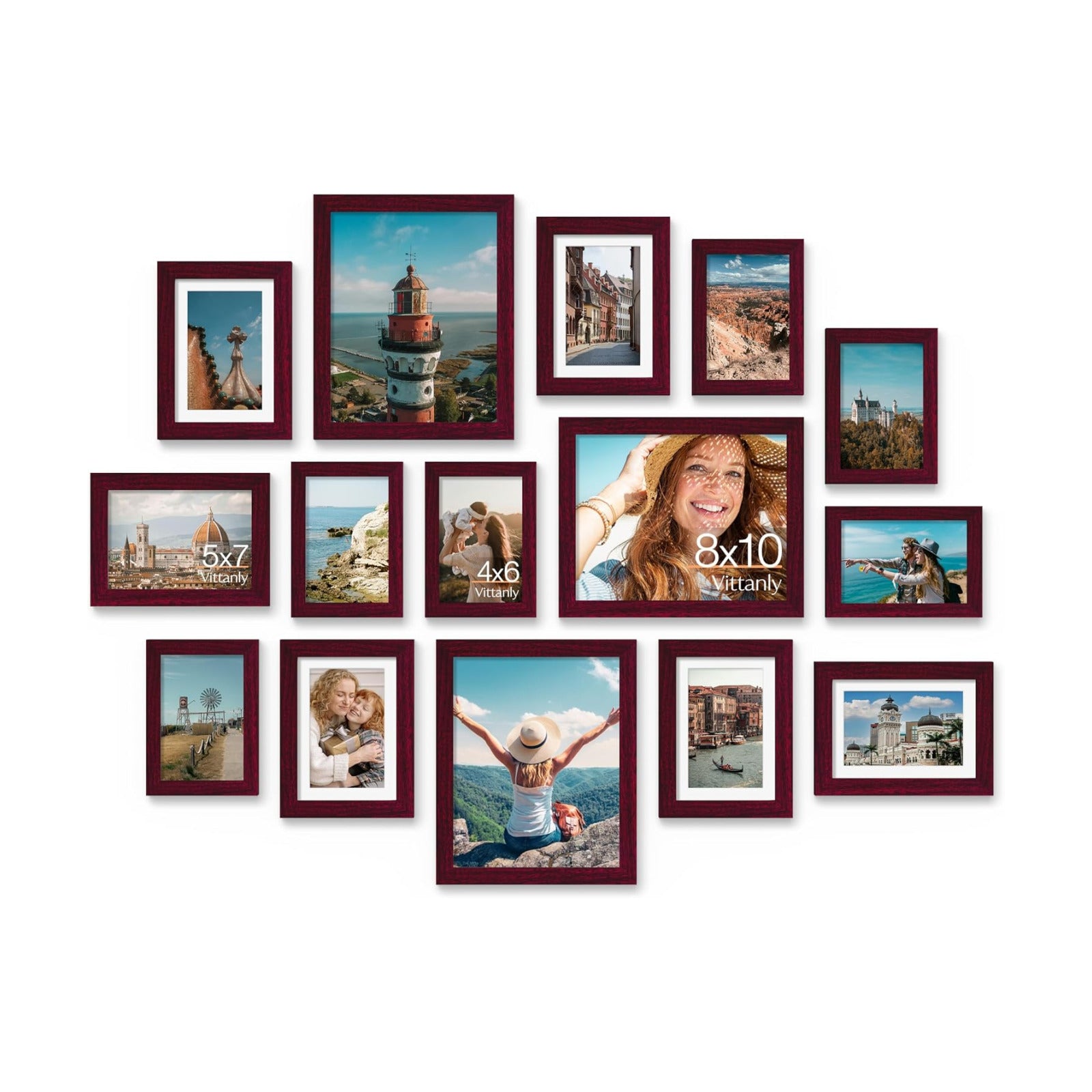 Vittanly 15 Pack Picture Frames Collage Wall Decor, Wall/Tabletop Display