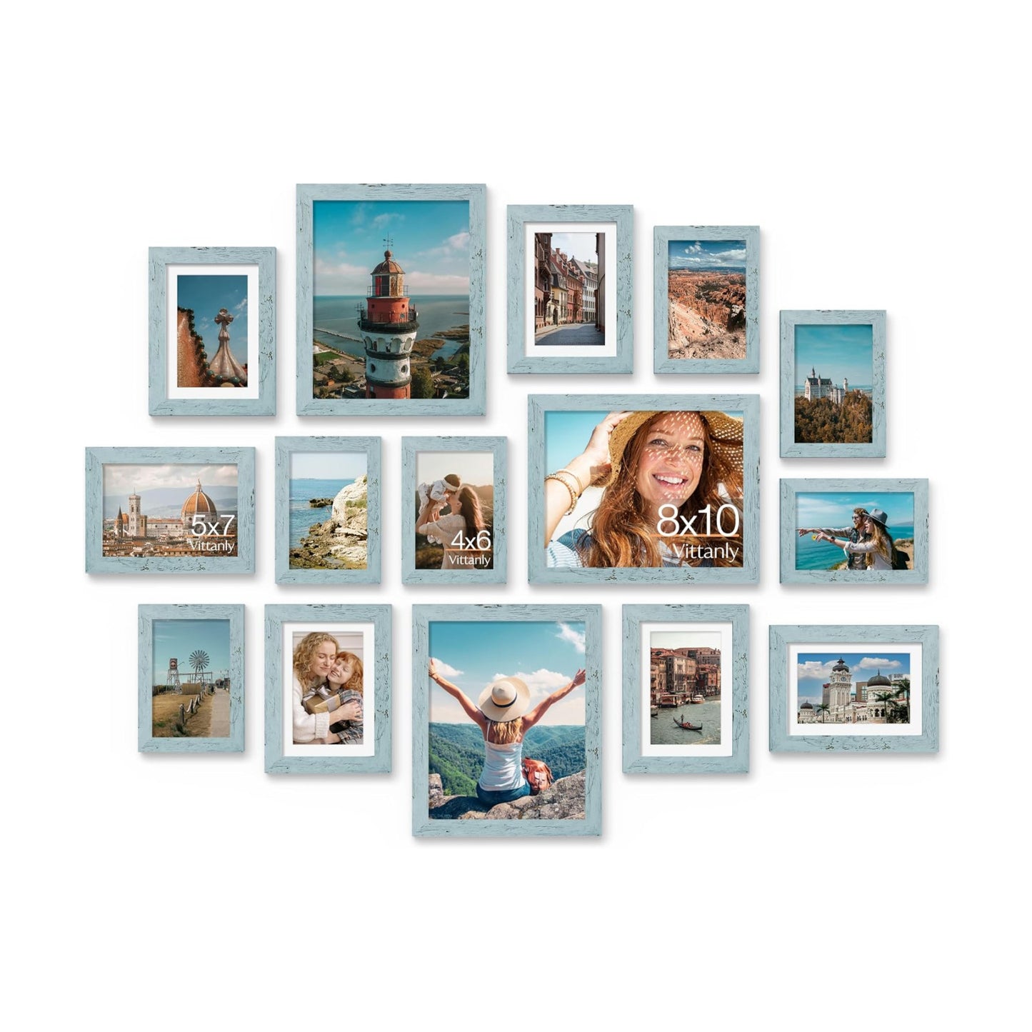 Vittanly 15 Pack Picture Frames Collage Wall Decor, Wall/Tabletop Display