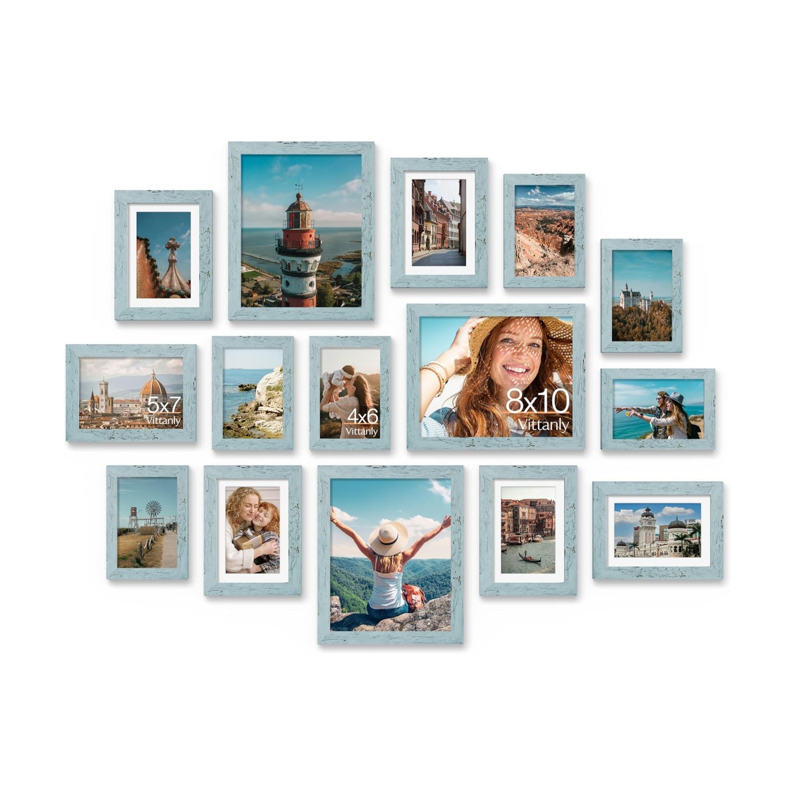 Vittanly 15 Pack Picture Frames Collage Wall Decor, Wall/Tabletop Display