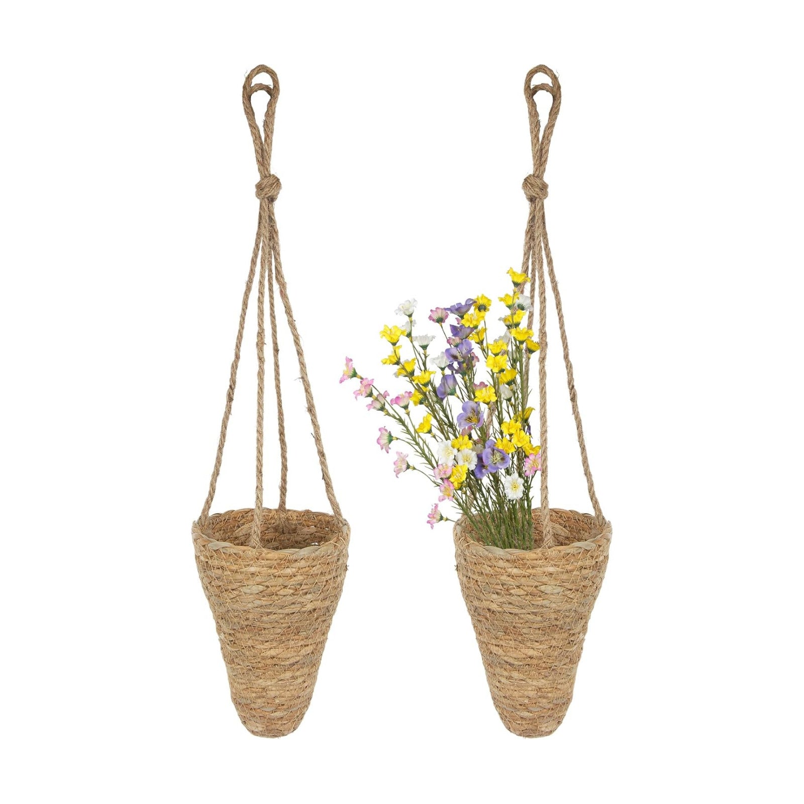 Hanging Basket / Hemp Rope Handmade Wall Planter / Set of 2