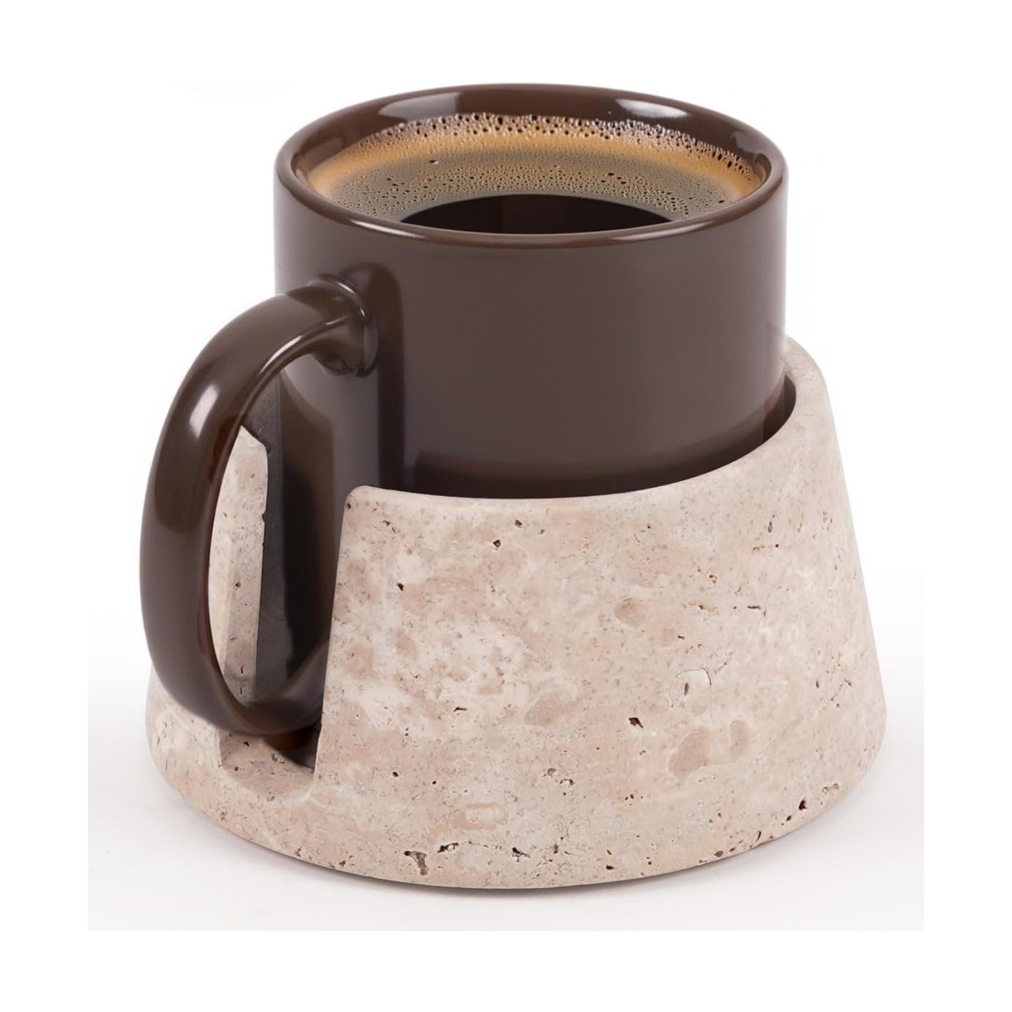 Marble Coaster 4" Dia Stone Drink Coasters Heat Resistant Cup Coasters / Travertine