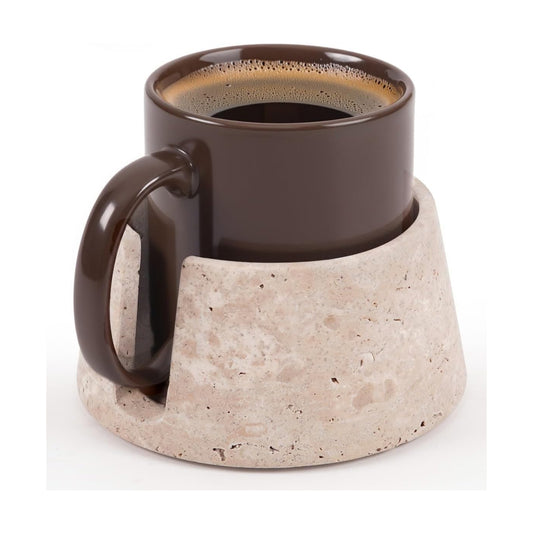 Marble Coaster 4" Dia Stone Drink Coasters Heat Resistant Cup Coasters / Travertine
