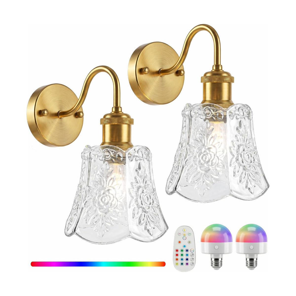 YUNICE Rechargeable Wall Sconces Set of 2 Battery Operated Wall Sconce with Remote Control Dimmable Cordless Wall Lamp