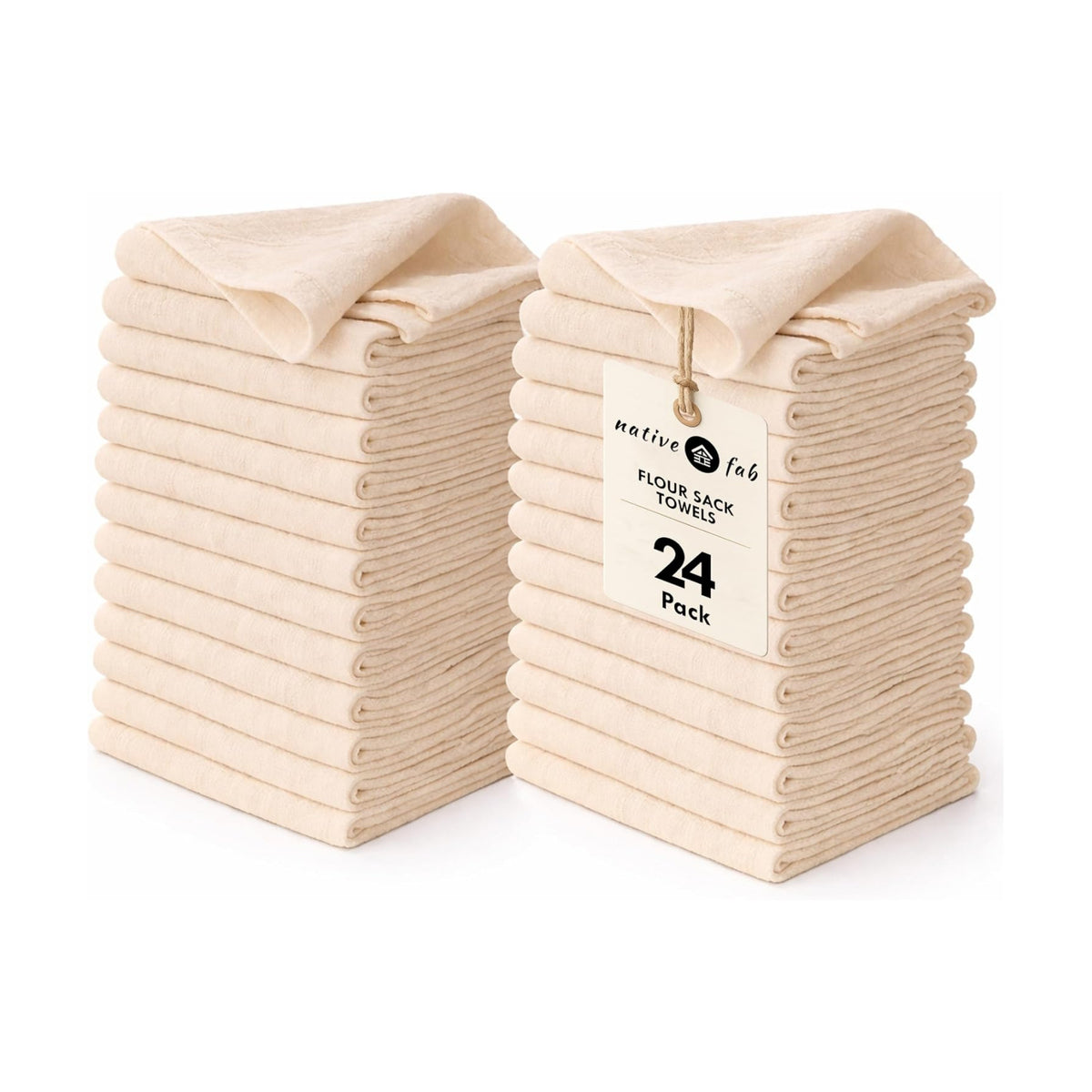 Native Fab Flour Sack Towels 24 Pack, 100% Cotton [18x28 Inches] Highly Absorbent, Premium Quality Cloth, Machine
