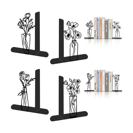 Floral Metal Bookends / Flower / Set of 4