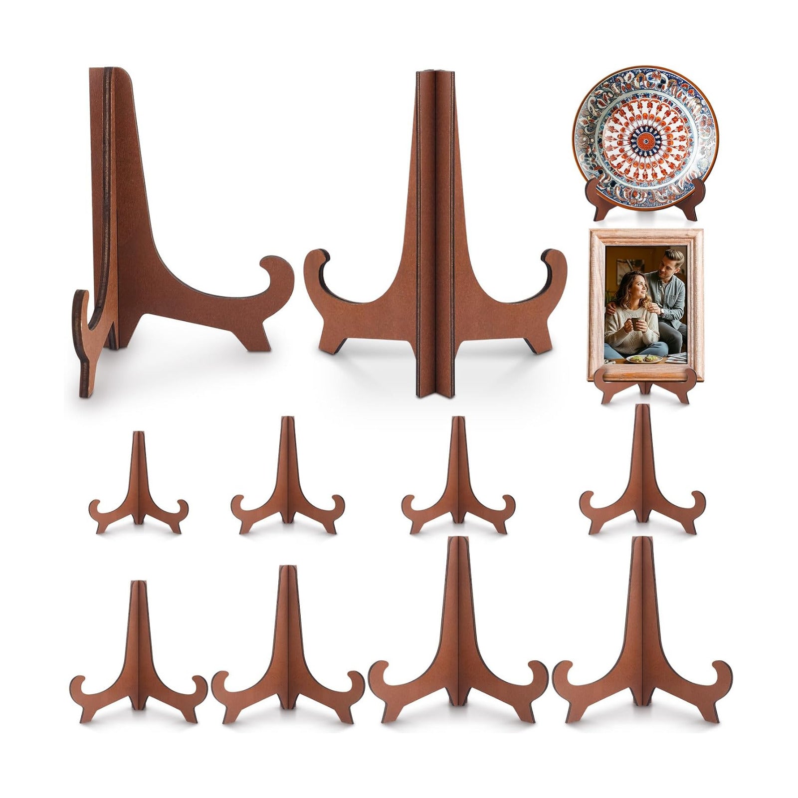 Plate Stands for Display Wooden Display Stand Holder 5/6/7/8/9/ for Displaying / 10 Inch / Set of 8