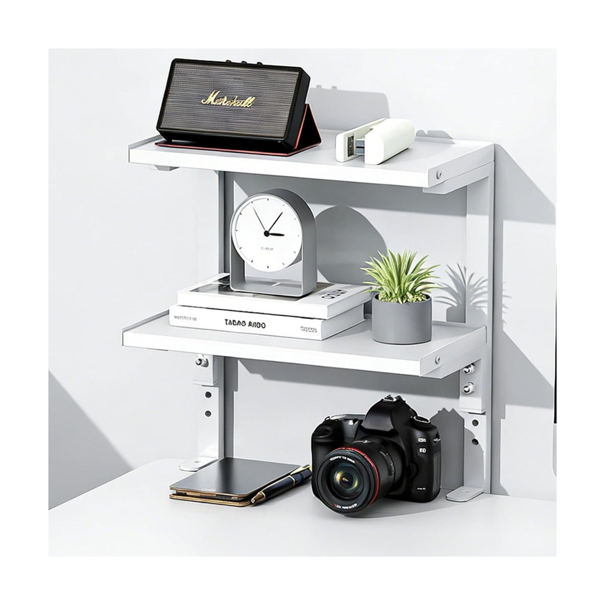 2-Tier Desk Shelf | Desk Organization Expandable Clamp on Desk Shelf Desktop Accessories for Offices and Game Rooms