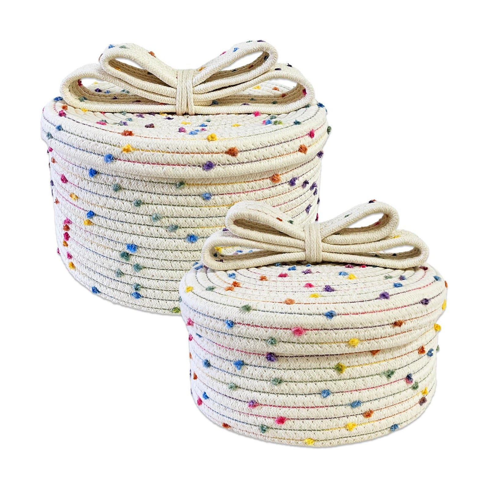 Small Woven Storage Baskets / Rainbow / S+L