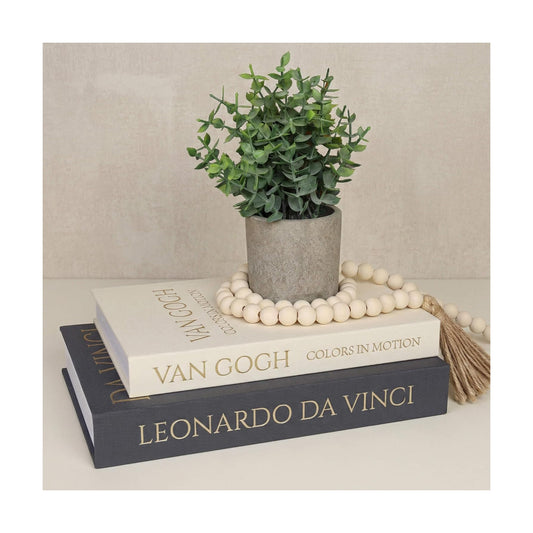 Linen Cover / Decorative Storage Books / Black-beige / Set of 2