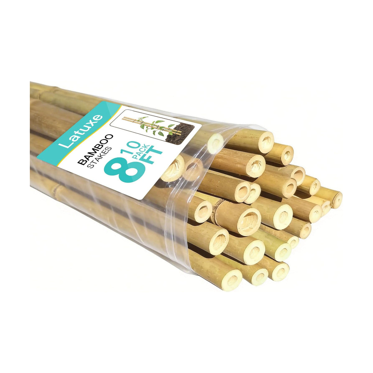 Bamboo Stakes 8FT, 10pcs Garden Stakes 94inch Specifically Designed for Climbing Plants, Ideal for Tomatoes, Beans