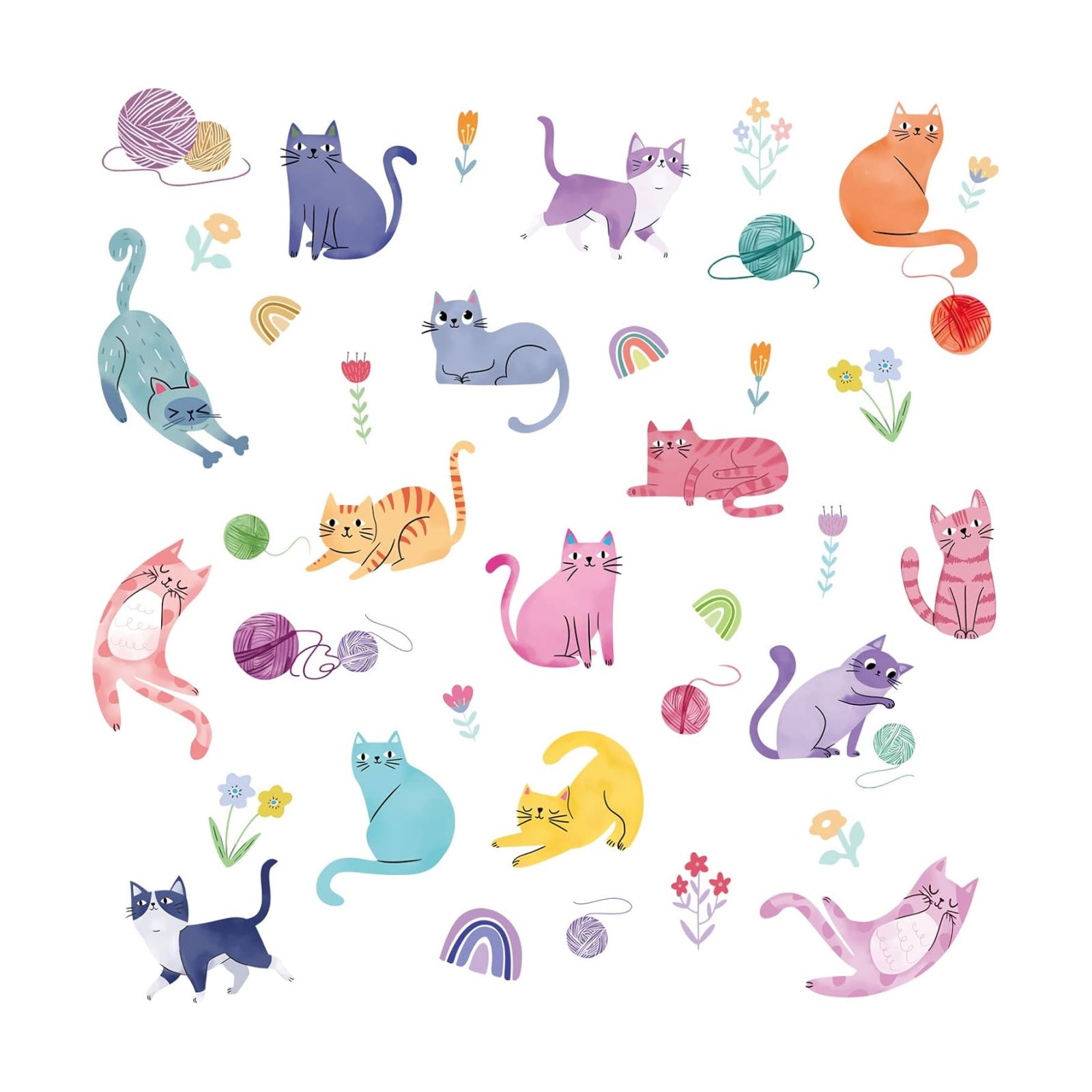 Colorful Cat Wall Stickers / Colorful Cats