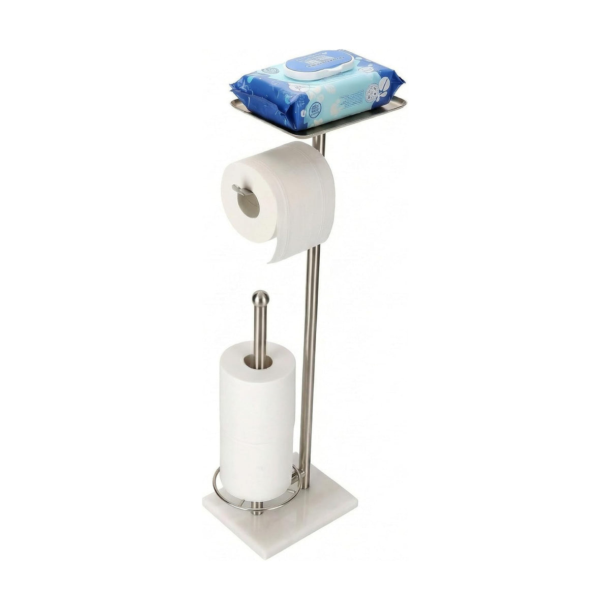 Toilet Paper Holder with Shelf, Free Standing Toilet Paper Holder with Storage - Toilet Paper Stand for Holding Extra 3