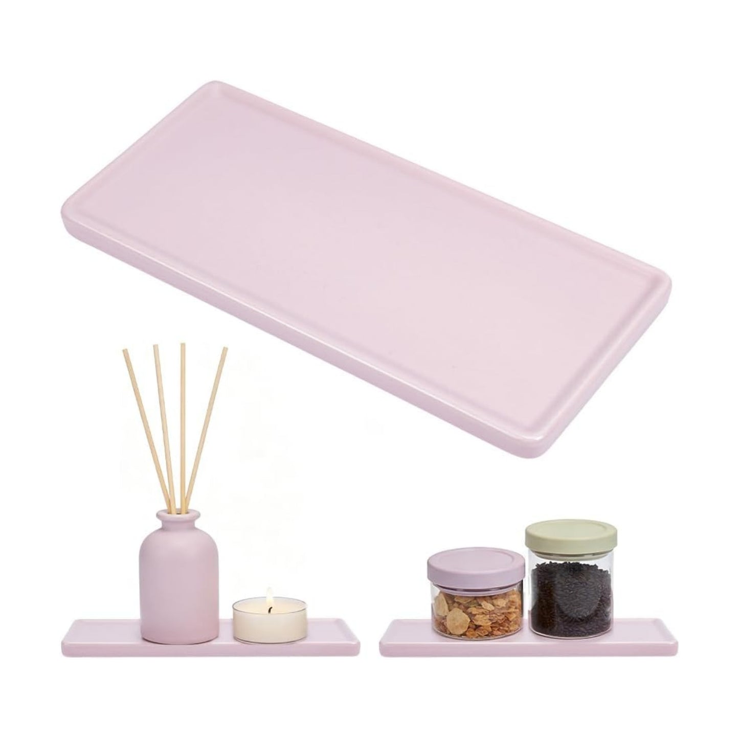Bathroom Tray Countertop Ceramic Vanity Trays / Pink