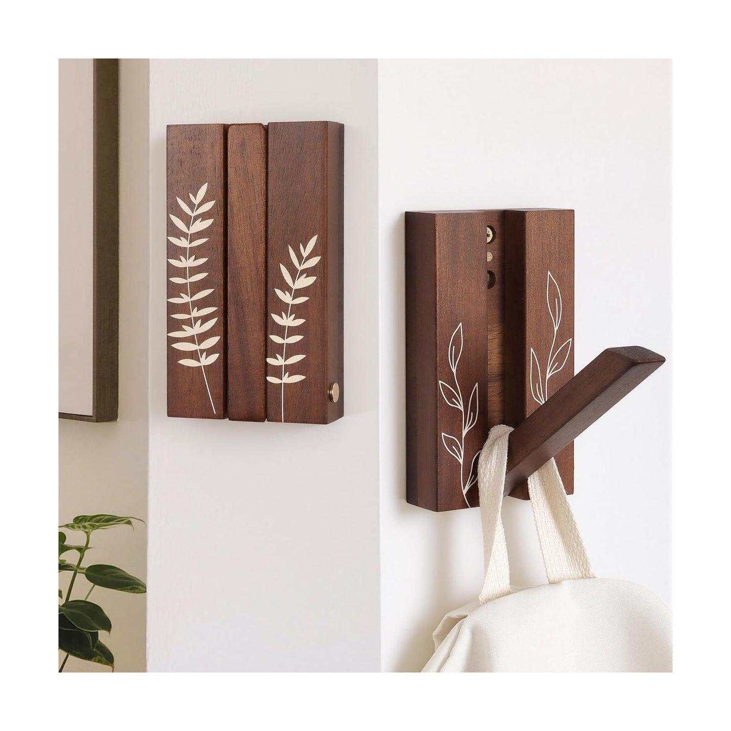 Rustic Folding Wall Hooks / Pattern A / Set of 2