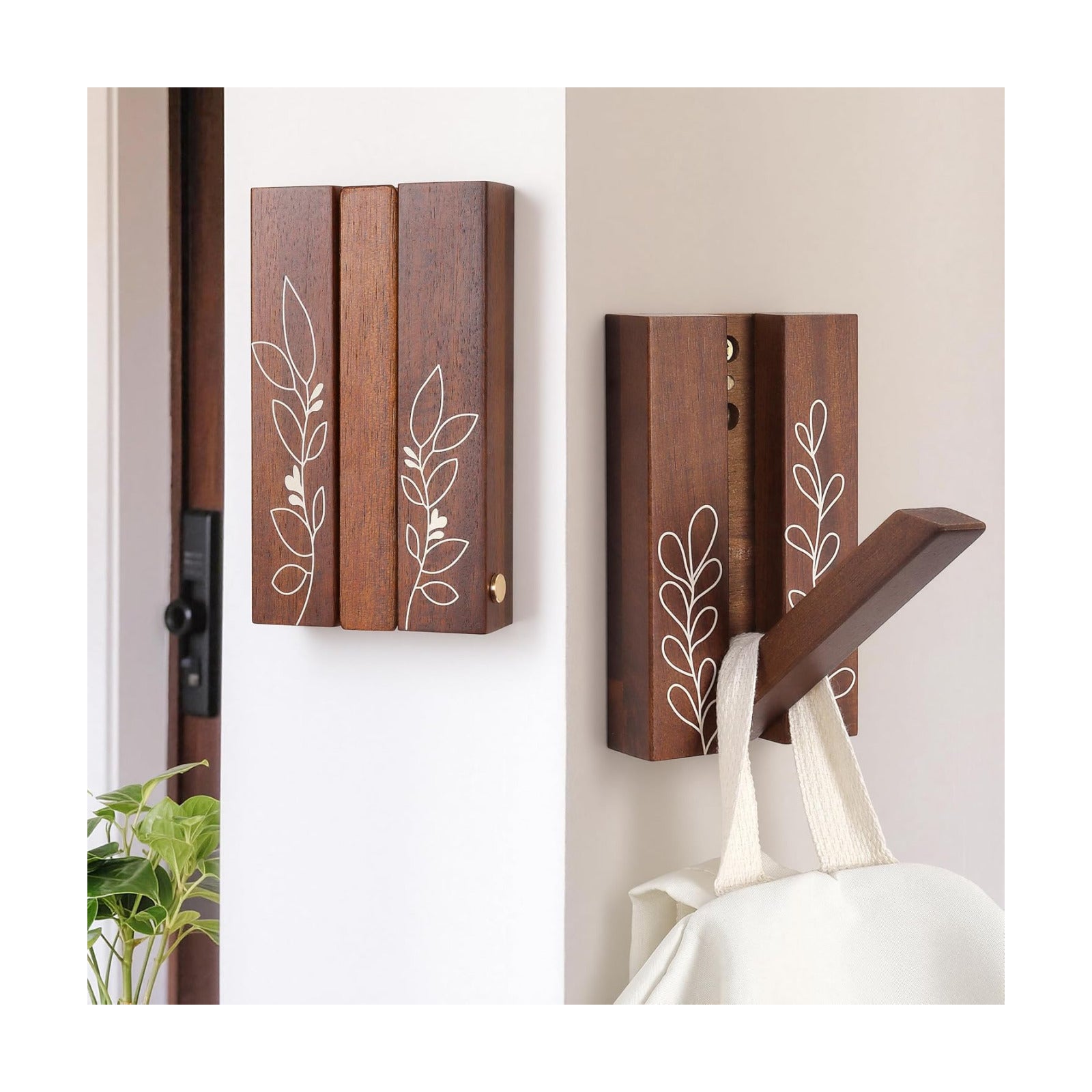 Rustic Folding Wall Hooks / Pattern B / Set of 2