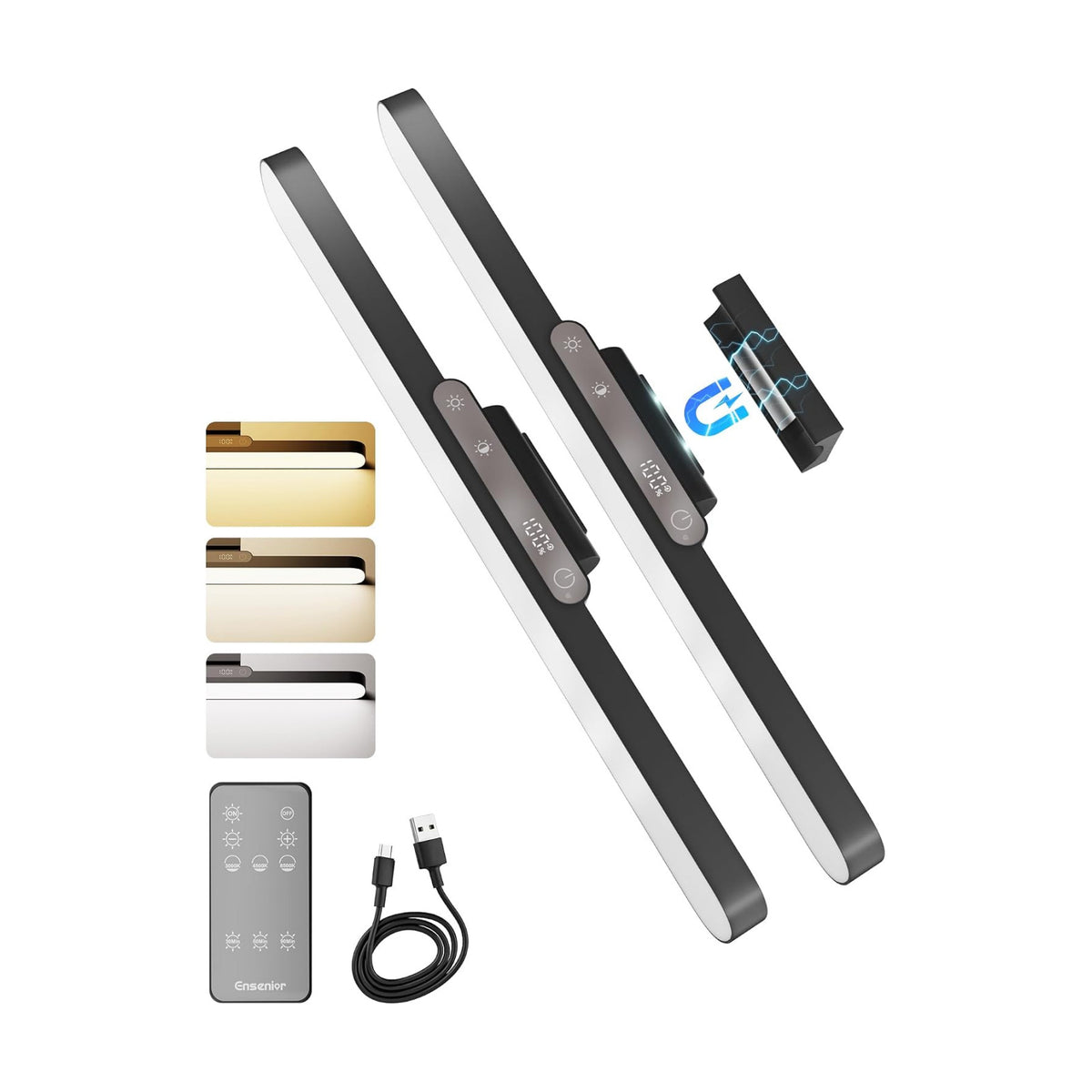 14" Rechargeable Vanity Light Bar, Mirror Lights with Remote Control,2 Pack | Stick-on, Dimmable, Eye-Friendly, 3