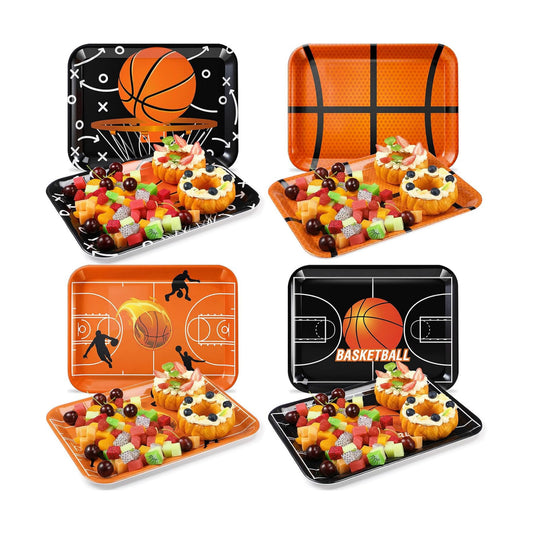 4 Pieces Basketball Serving Trays Melamine Platters