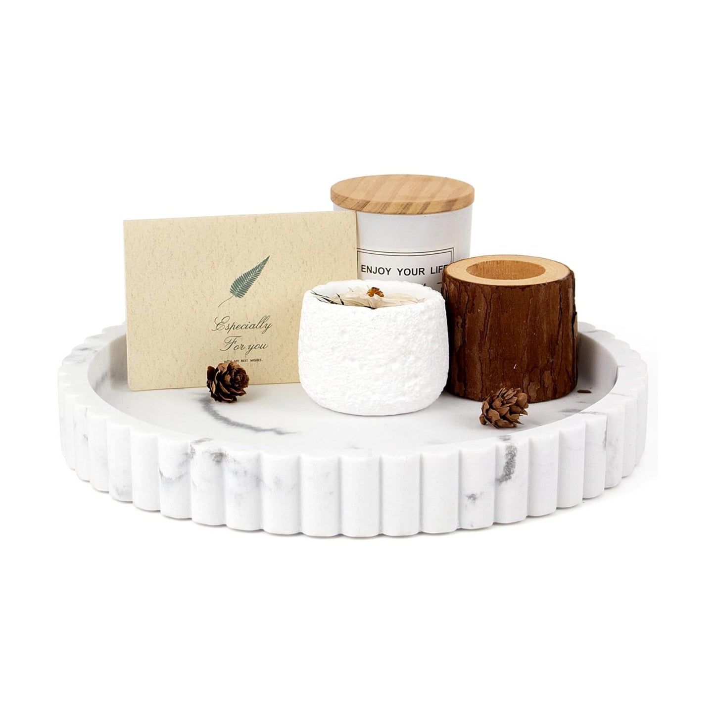 Modern Organizer / Decorative Coffee Table Tray / Marble White