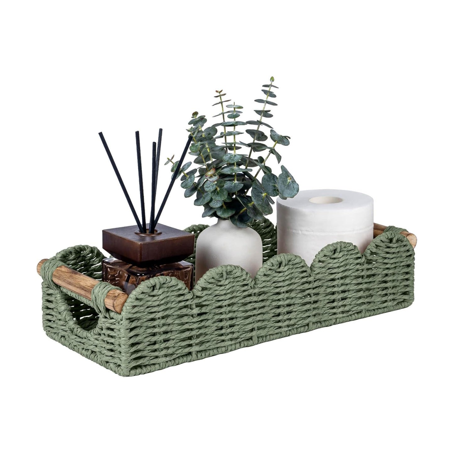 Back of Toilet Paper Storage Baskets Tray / Green