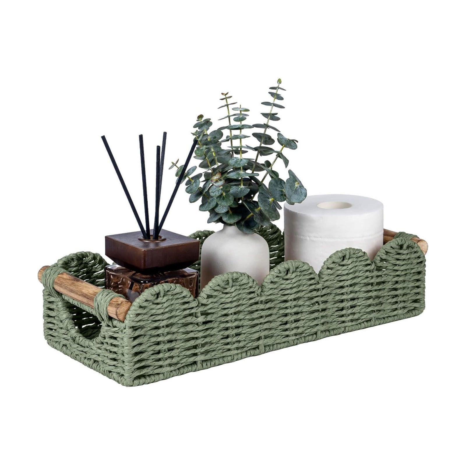Back of Toilet Paper Storage Baskets Tray / Green