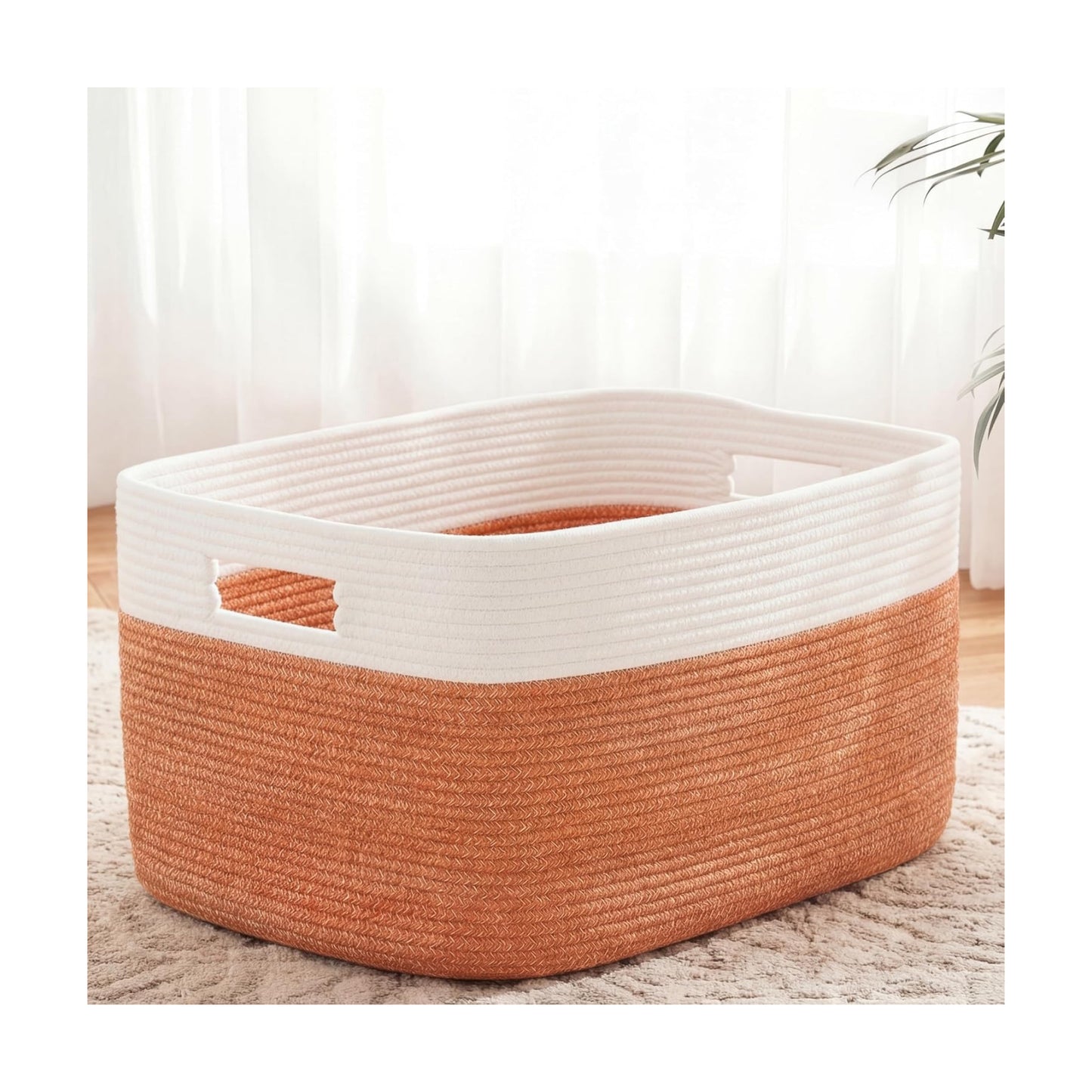 Rectangle Woven Baskets for Storage / Orange / 30L