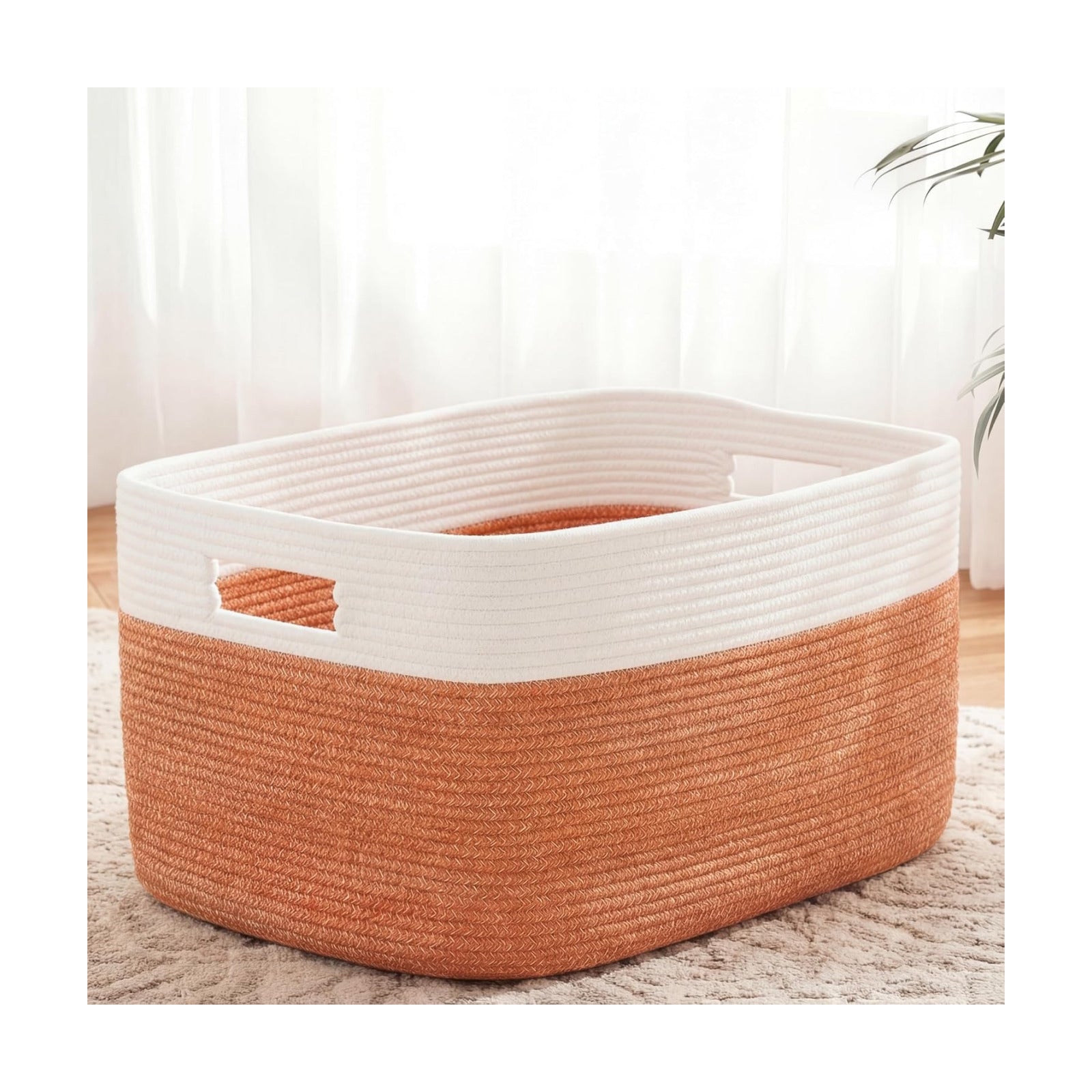 Rectangle Woven Baskets for Storage / Orange / 30L