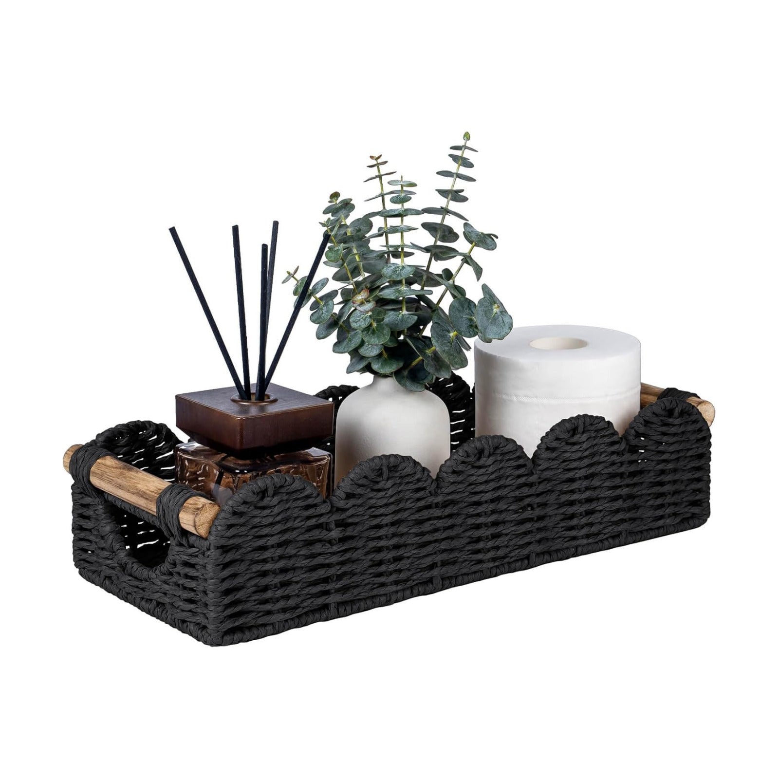 Back of Toilet Paper Storage Baskets Tray / Black