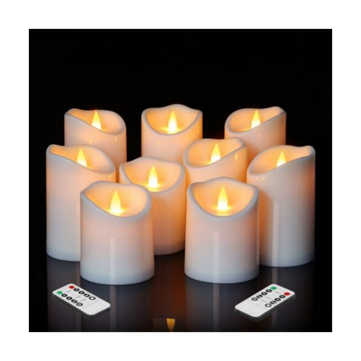 antizer Flameless Candles Set of 9 Plastic LED White Pillars with 2 Remotes & Timer, Battery Operated Outdoor Decor for Garden Patio, Wedding & Home Festival (White - 3" D x 9 Pack)