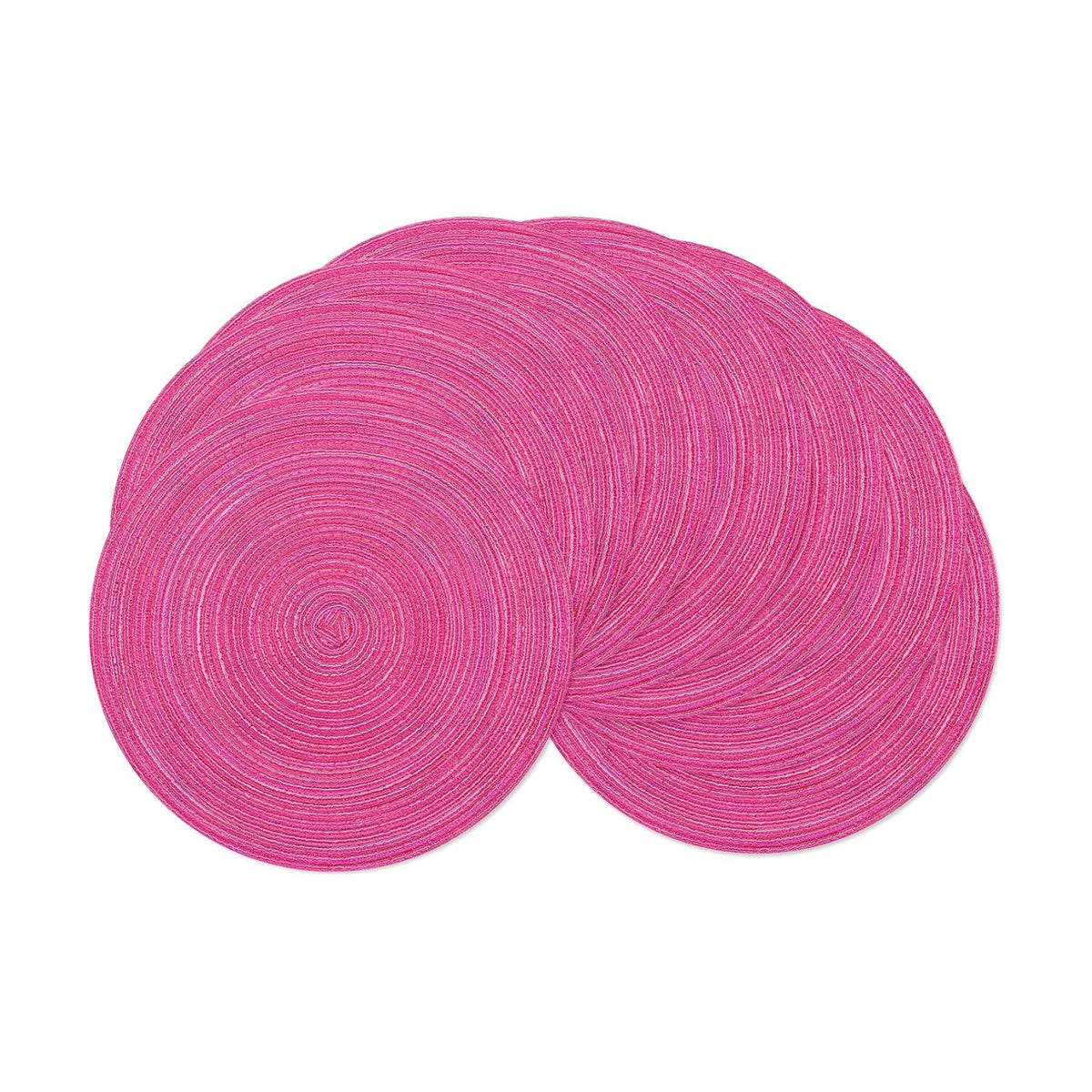 SHACOS Round Placemats Set of 8 Braided Cotton Polyester Table Placemat 15 inch Circle Place Mats for Kitchen Dining Table Holiday Party (Hot Pink, 8)