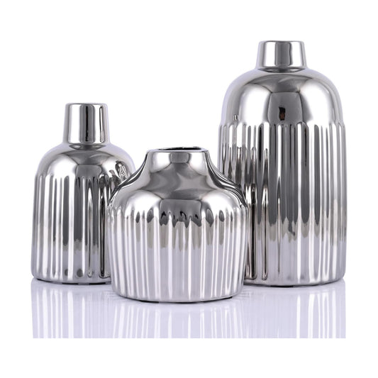 Ceramic Vase 3-Piece Set / Silver