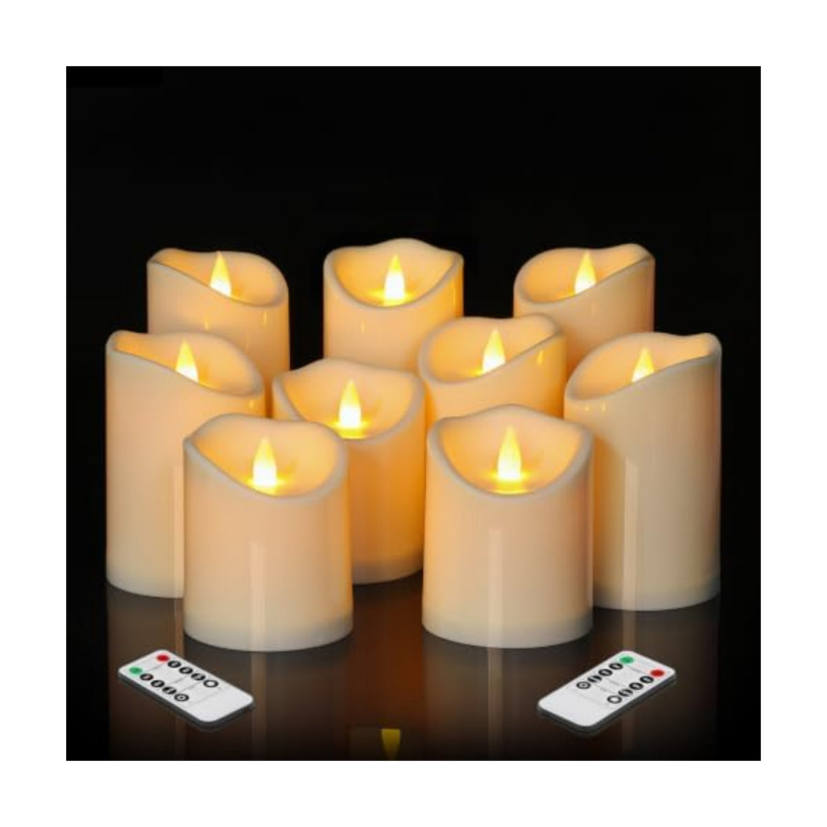antizer Flameless Candles 9 Pack Plastic LED Ivory Pillars with 2 Remotes & Timer, Battery Operated Outdoor Decor for Garden Patio, Wedding & Home Festival (Ivory - 3" D x 9 Pack)