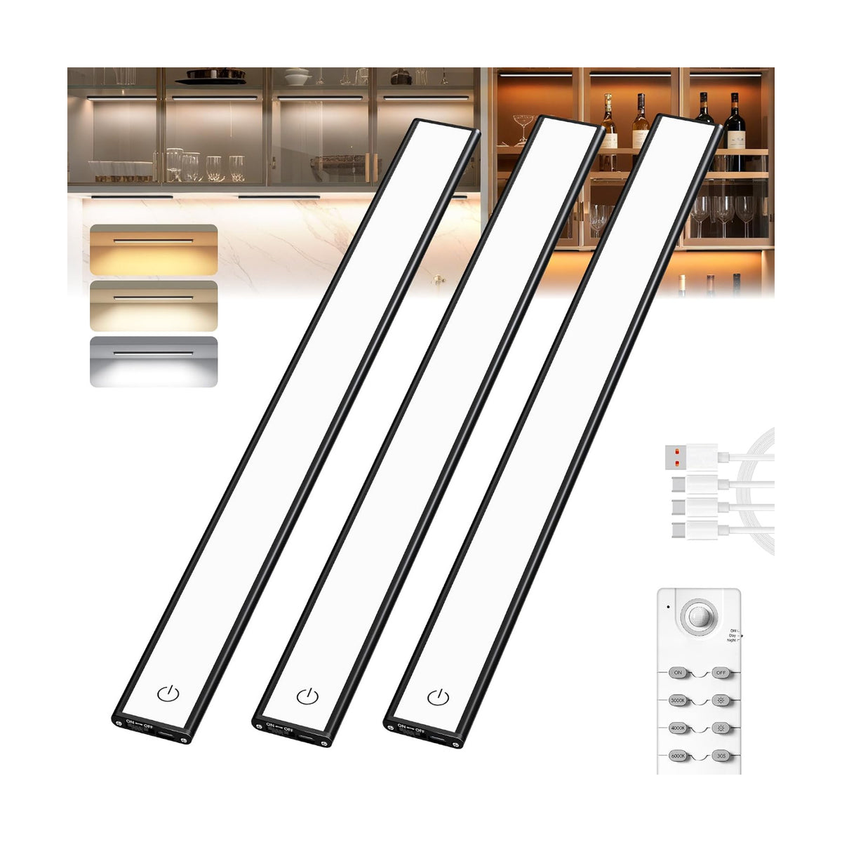 Under Cabinet Lighting,Under Counter Lights for Kitchen,Closet,40CM,3Pack | 134 LED, Wireless Motion Sensor Light