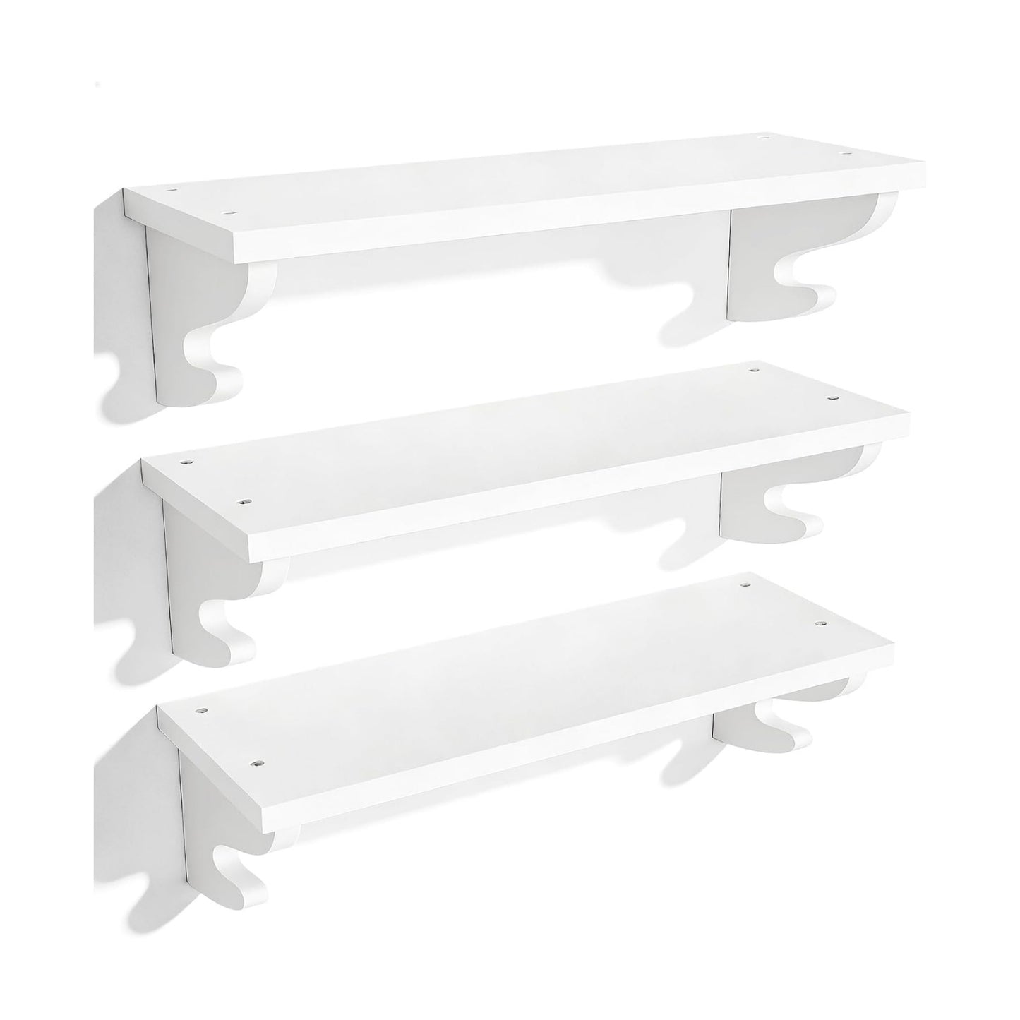 Wood Wall Shelves / White / 17 Inch / Set of 3