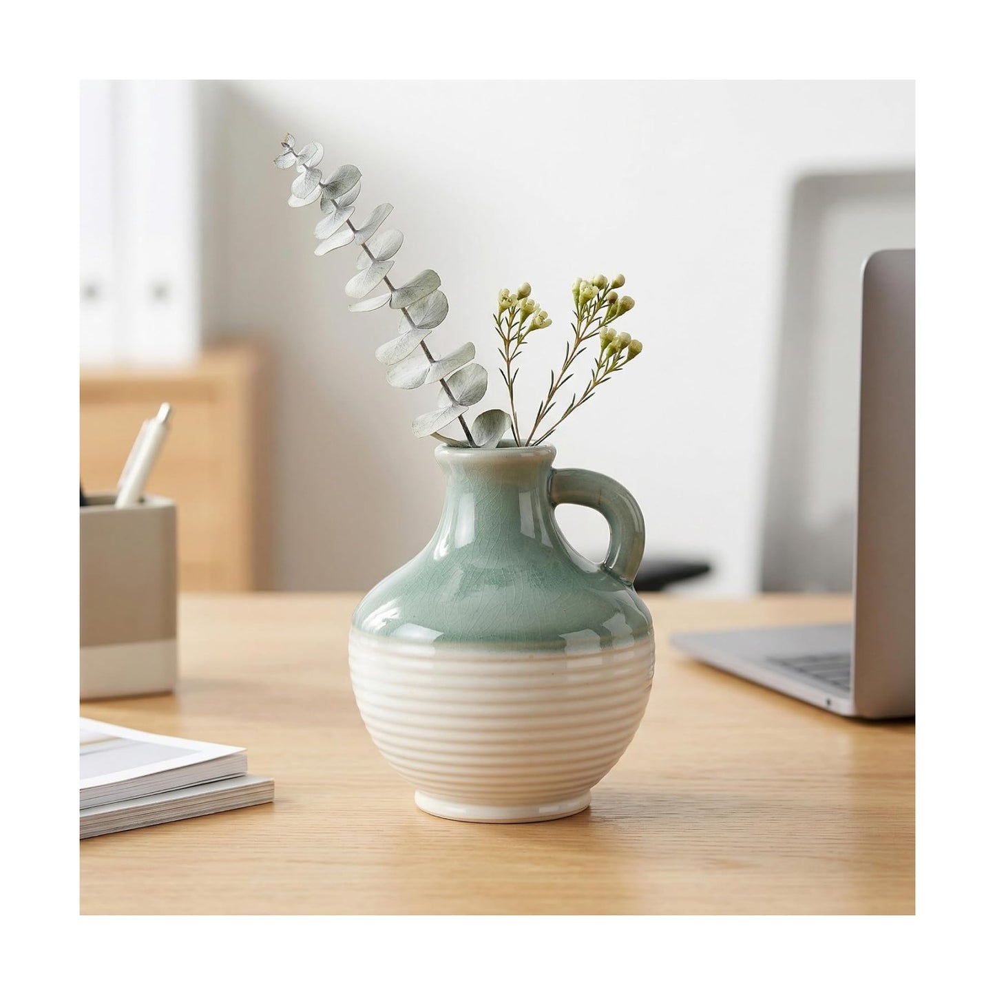Small Ceramic Vase / 6 Inch / Mist Green