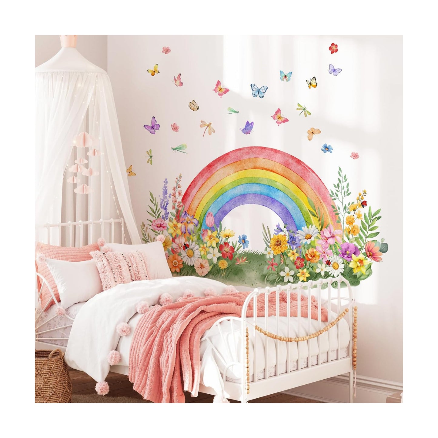 Rainbow Wall Decals Self-Adhesive Decal / Flower Rainbow