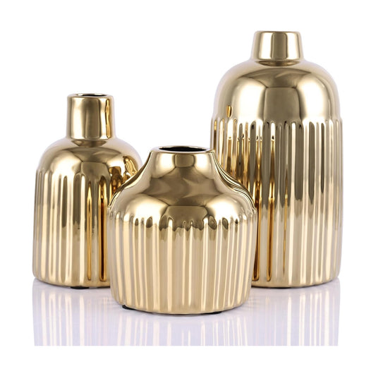 Ceramic Vase 3-Piece Set / Gold