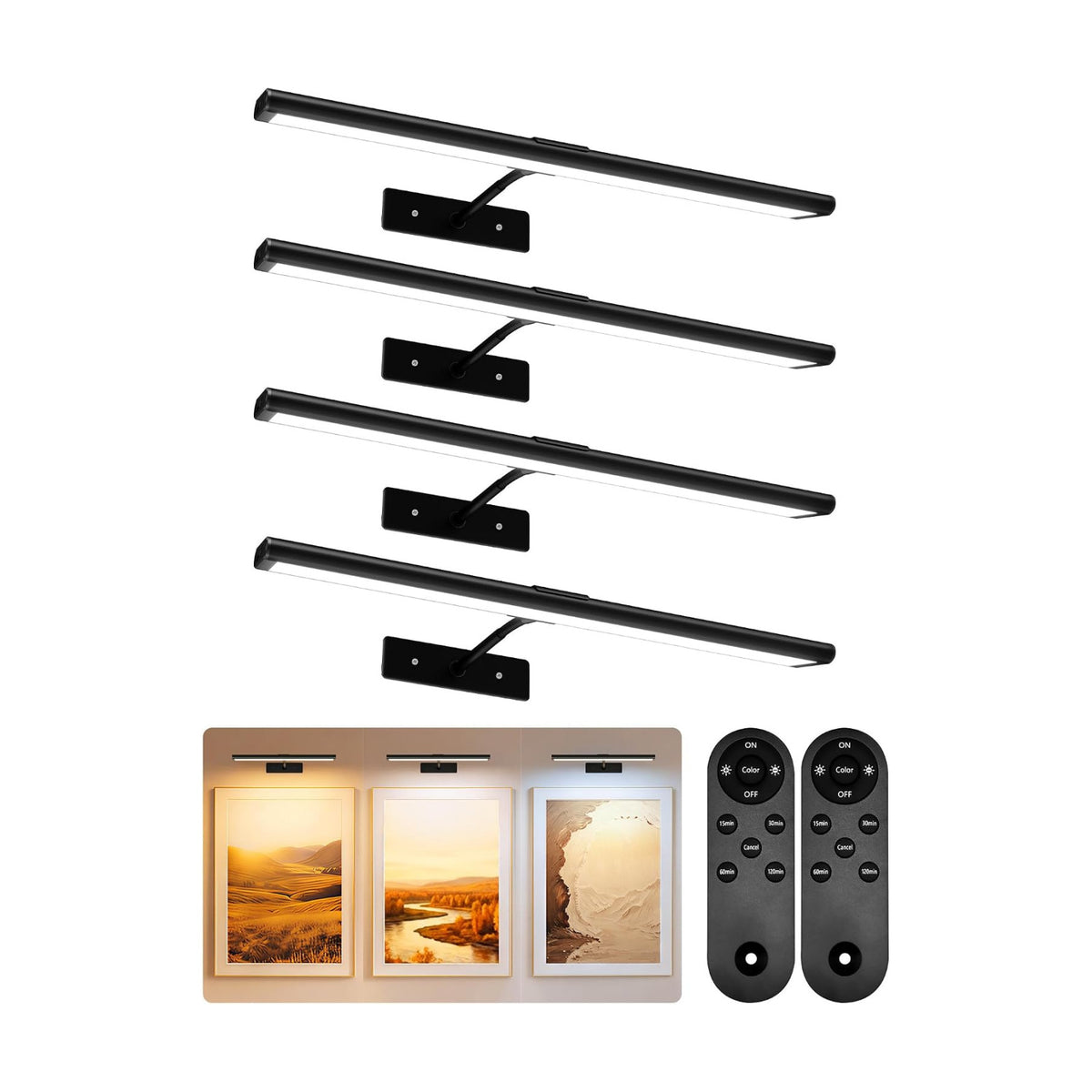 EZVALO Picture Light for Wall, 4800mAh Rechargeable Wireless Built-in Battery Lights for Painting, 16'' Lights with IR