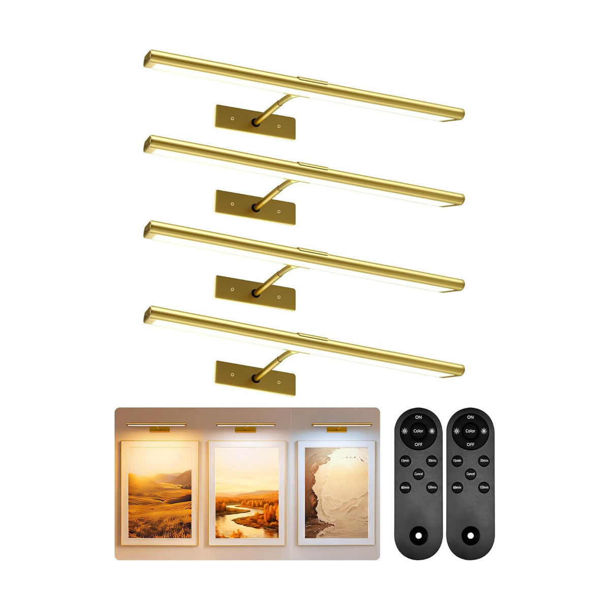 EZVALO Picture Light for Wall, 4800mAh Rechargeable Wireless Lights, 16'' IR Remote Ccontrol Dimmable Magnetic LED Art