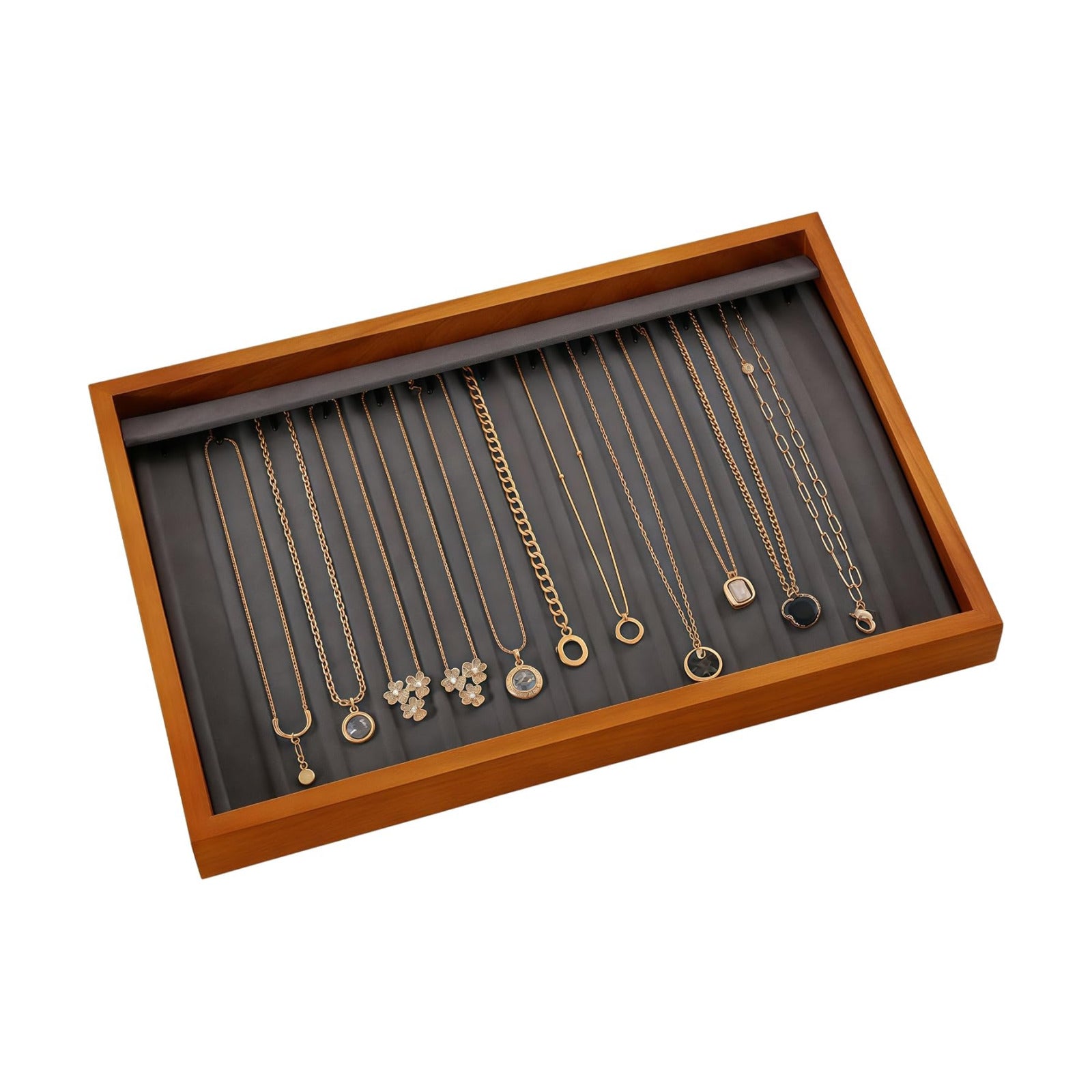 13 Hooks Necklace Organizer Large Jewelry Trays / Gray / Necklace Tray1-w 9.45" x H 1.18"x L 13.78