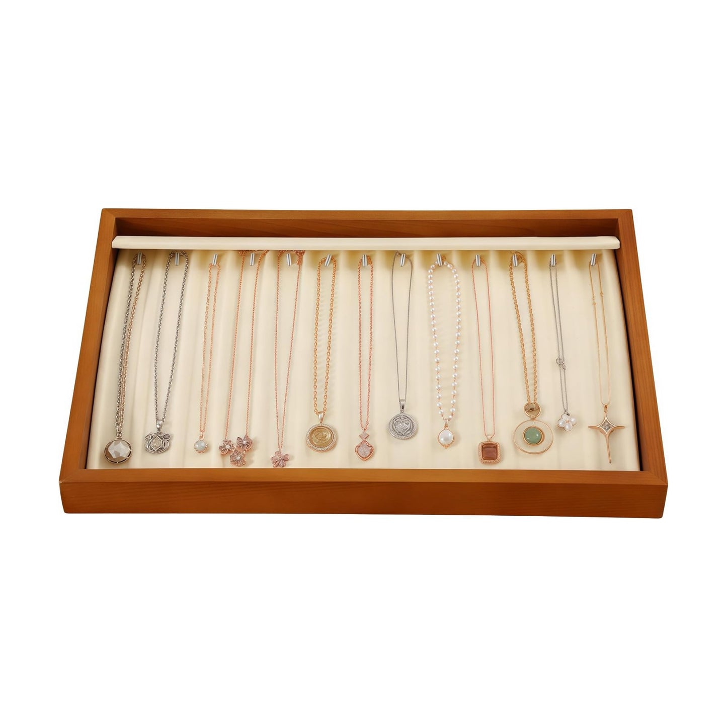 13 Hooks Necklace Organizer Large Jewelry / Old Lace / Necklace Tray1-w 9.45" x H 1.18"x L 13.78