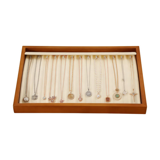 13 Hooks Necklace Organizer Large Jewelry / Old Lace / Necklace Tray1-w 9.45" x H 1.18"x L 13.78