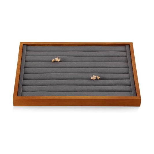 Solid Wood Ring Tray Display Stand Jewelry Drawer / Gray / Ring Tray-w 9.45" x H 1.18"x L 13.78