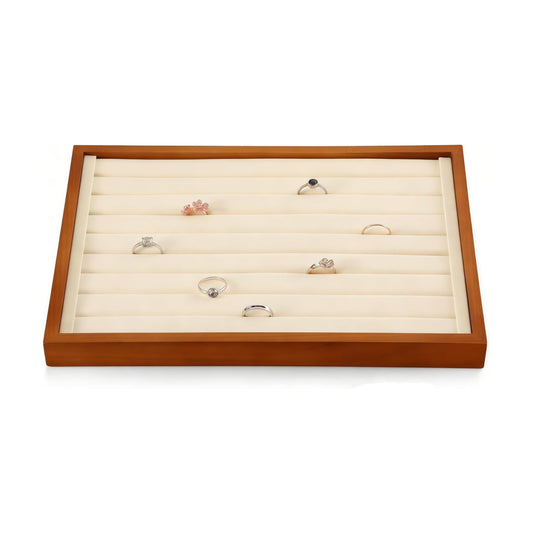 Solid Wood Ring Tray Display Stand Jewelry Drawer / Old Lace / Ring Tray-w 9.45" x H 1.18"x L 13.78