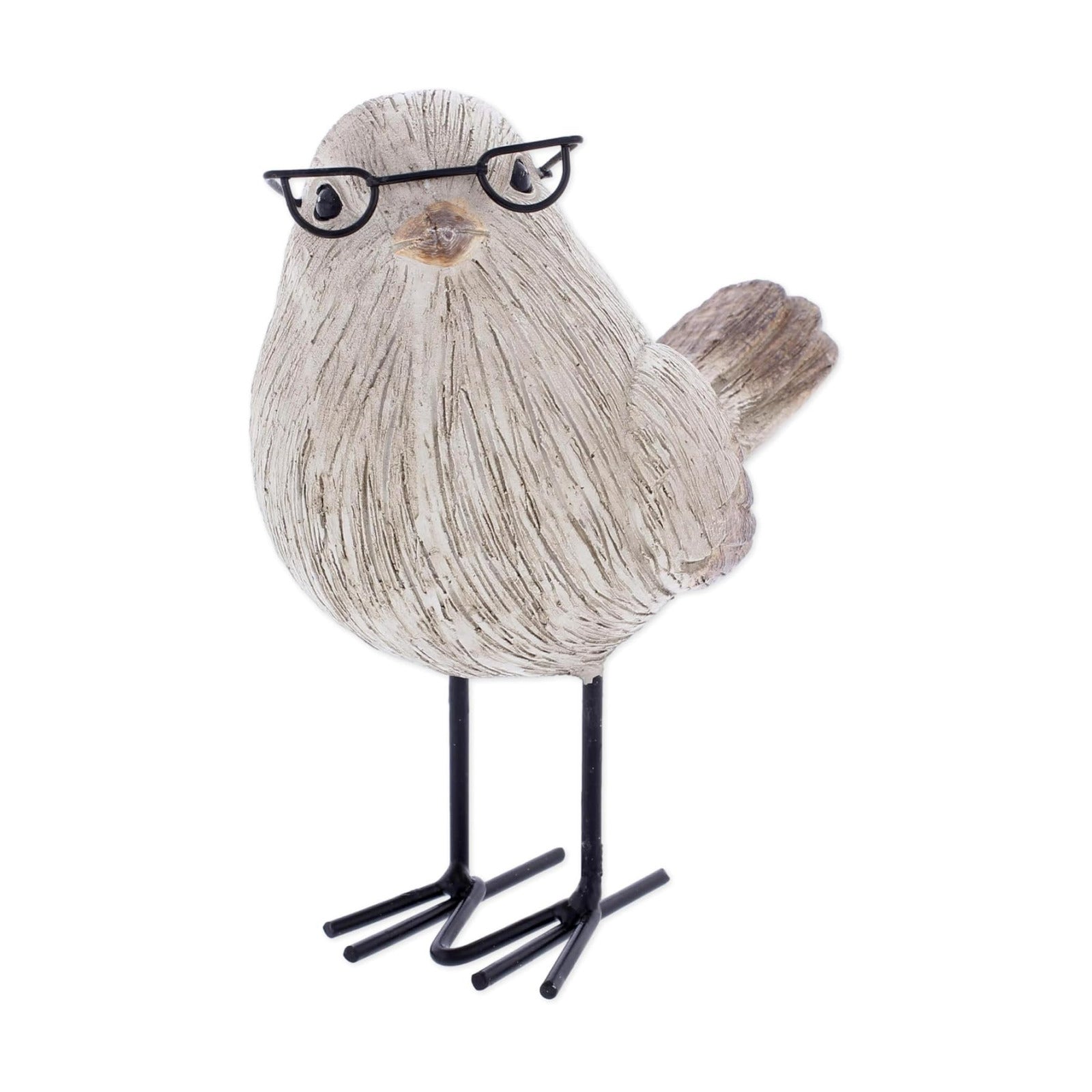 Decorative Standing Bird Figurine Wearing Glasses / Brown