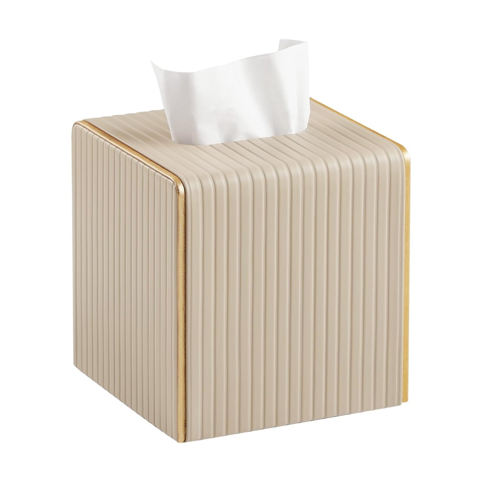 Square PU Leather Tissue Box Cover / Square Beige
