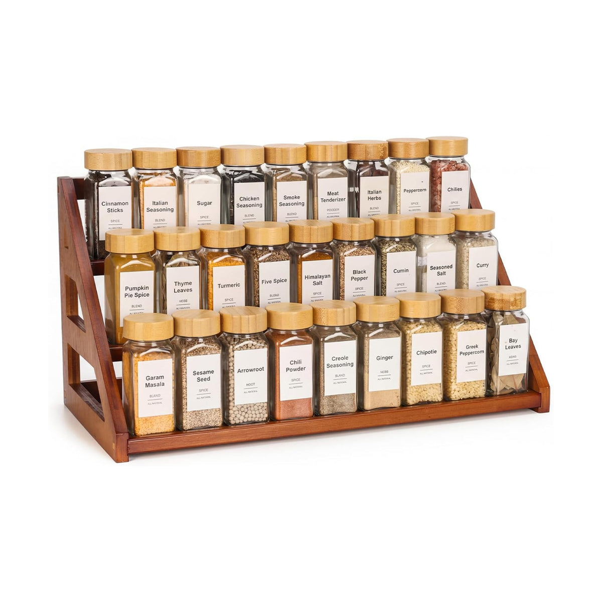 Bamboo 3 Tier Spice racks, Kitchen Seasoning Spices Rack, Spice Organizer, Suitable for Spice Organizers Such as